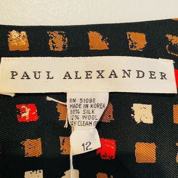 Paul Alexander Vintage Geometric Open Wool Silk Oversized Blazer Size 12 - Picture 4 of 4